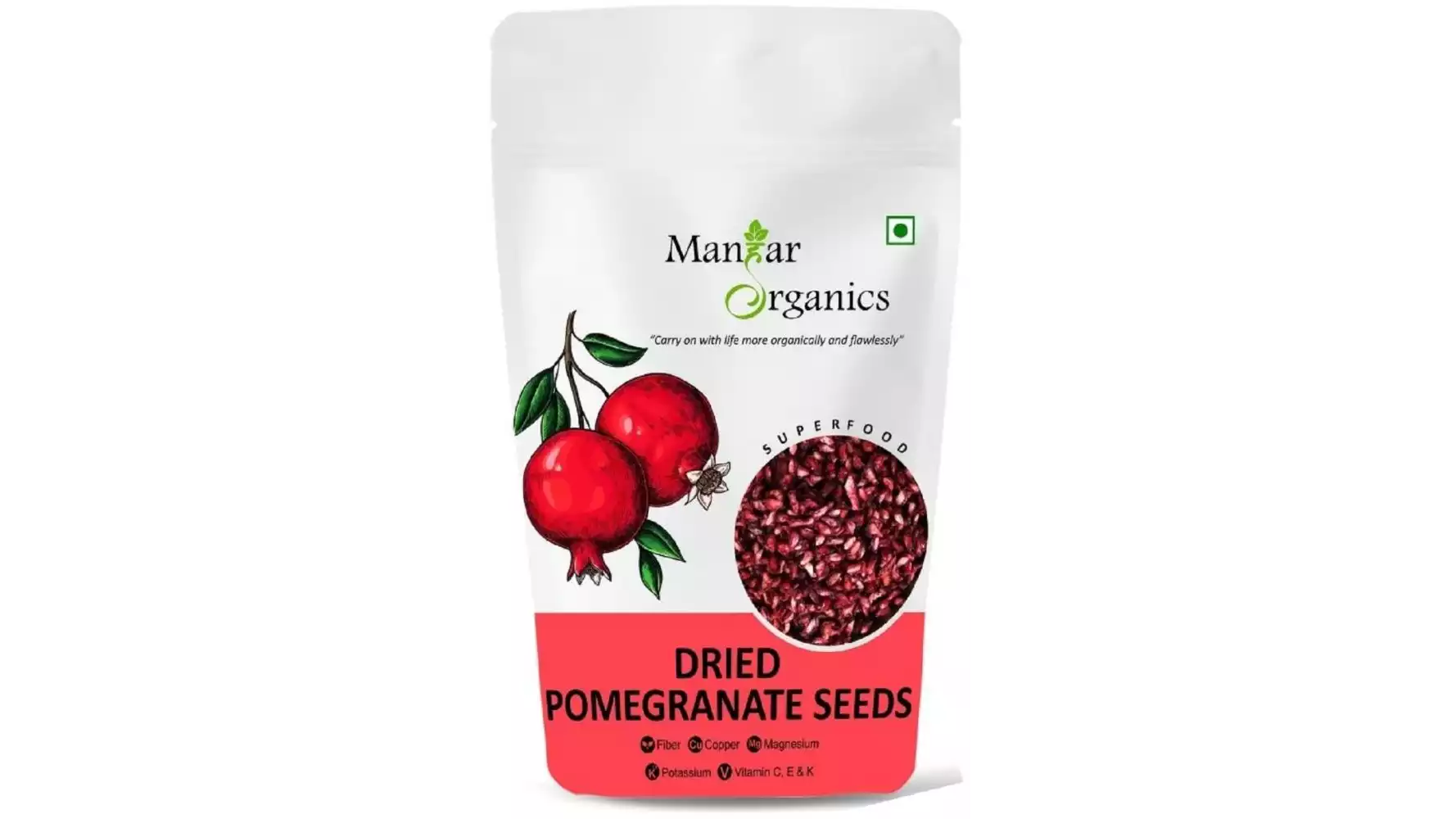 Manhar Organics Dried Pomegranate Seeds (Anar Dana) (500g)