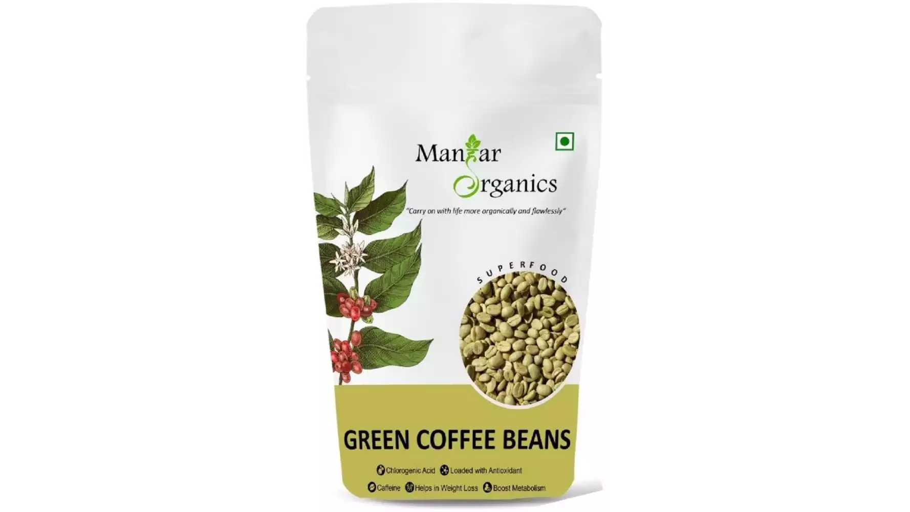 Manhar Organics Green Coffee Beans (500g)