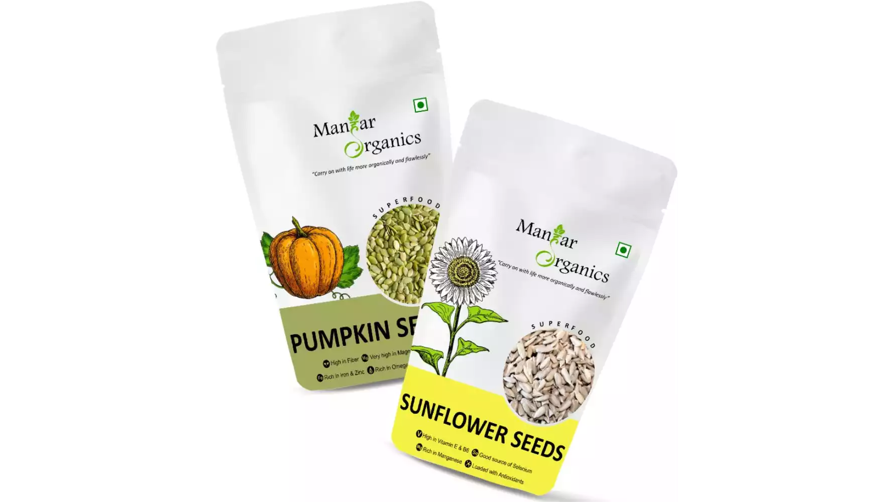 Manhar Organics Pumpkin & Sunflower Seeds Combo (1Pack)