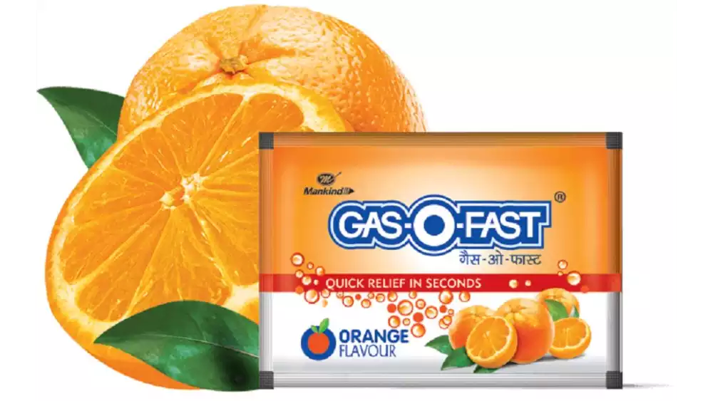 Mankind Pharma Gas-O-Fast Active Orange Flavour (5g, Pack of 30)