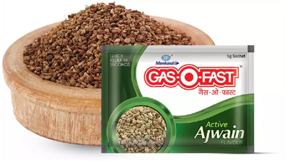 Mankind Pharma Gas-O-Fast-Sachet Ajwain Flavour (5g, Pack of 10)
