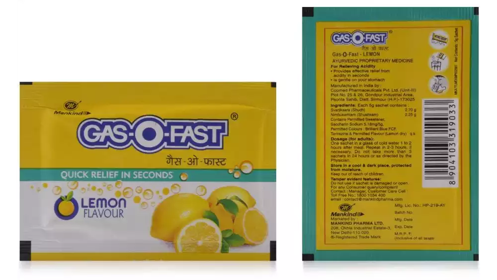 Mankind Pharma Gas O Fast Sachet Lemon (5g)