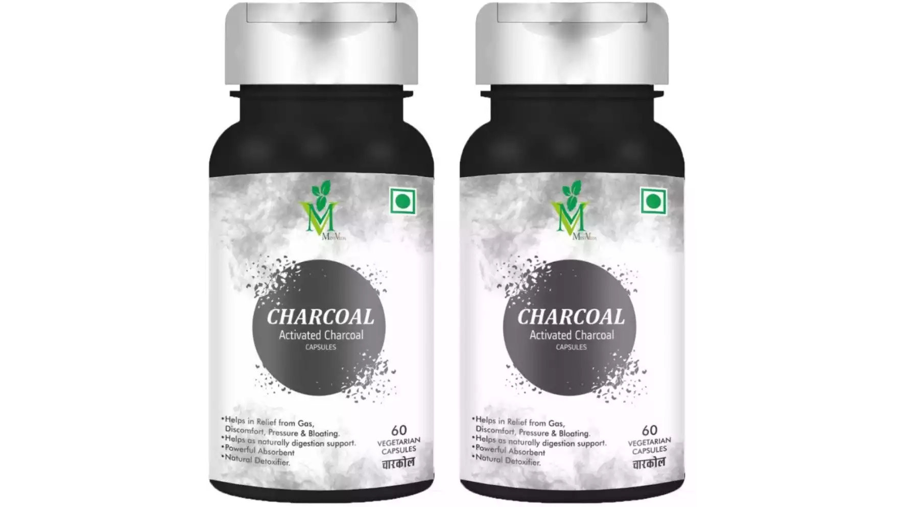 Mint Veda Acivated Charcoal Veg Capsules  (60caps, Pack of 2)