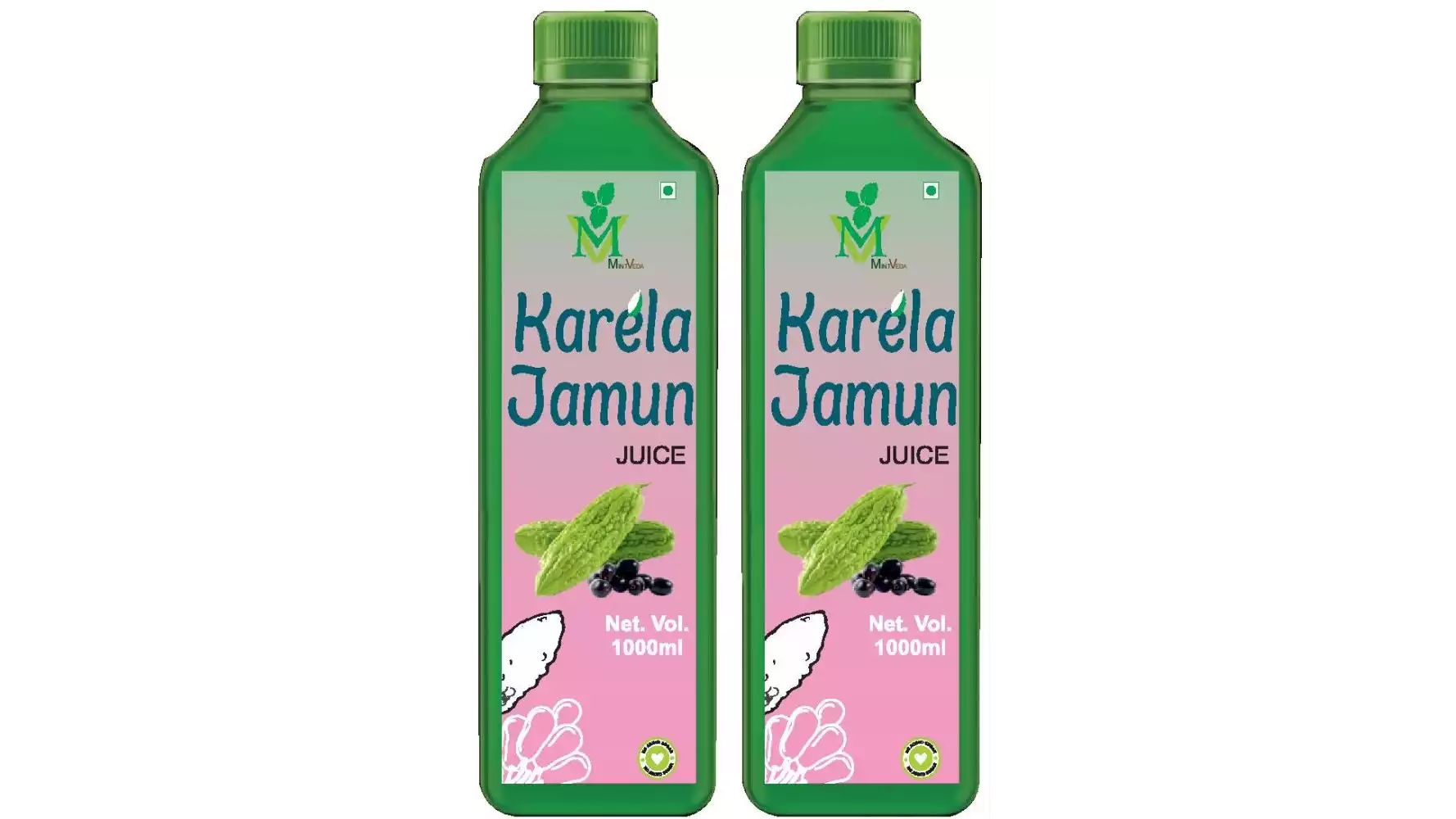 Mint Veda Karela Jamun (Sugar Free) Juice (1liter, Pack of 2)
