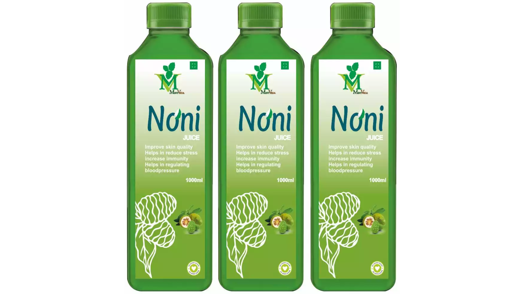 Mint Veda Noni (Sugar Free) Juice (1liter, Pack of 3)