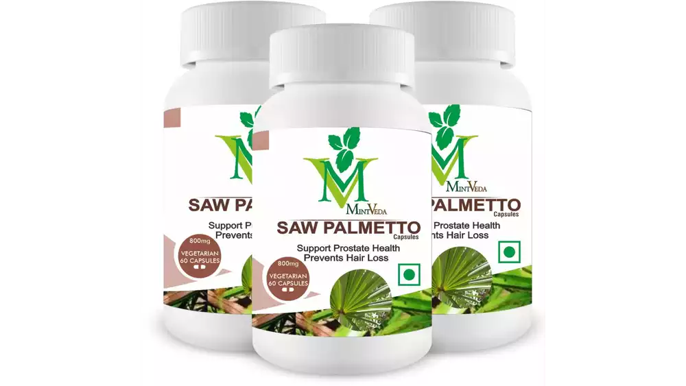 Mint Veda Saw Palmetto Vegetarian Capsules (60caps, Pack of 3)