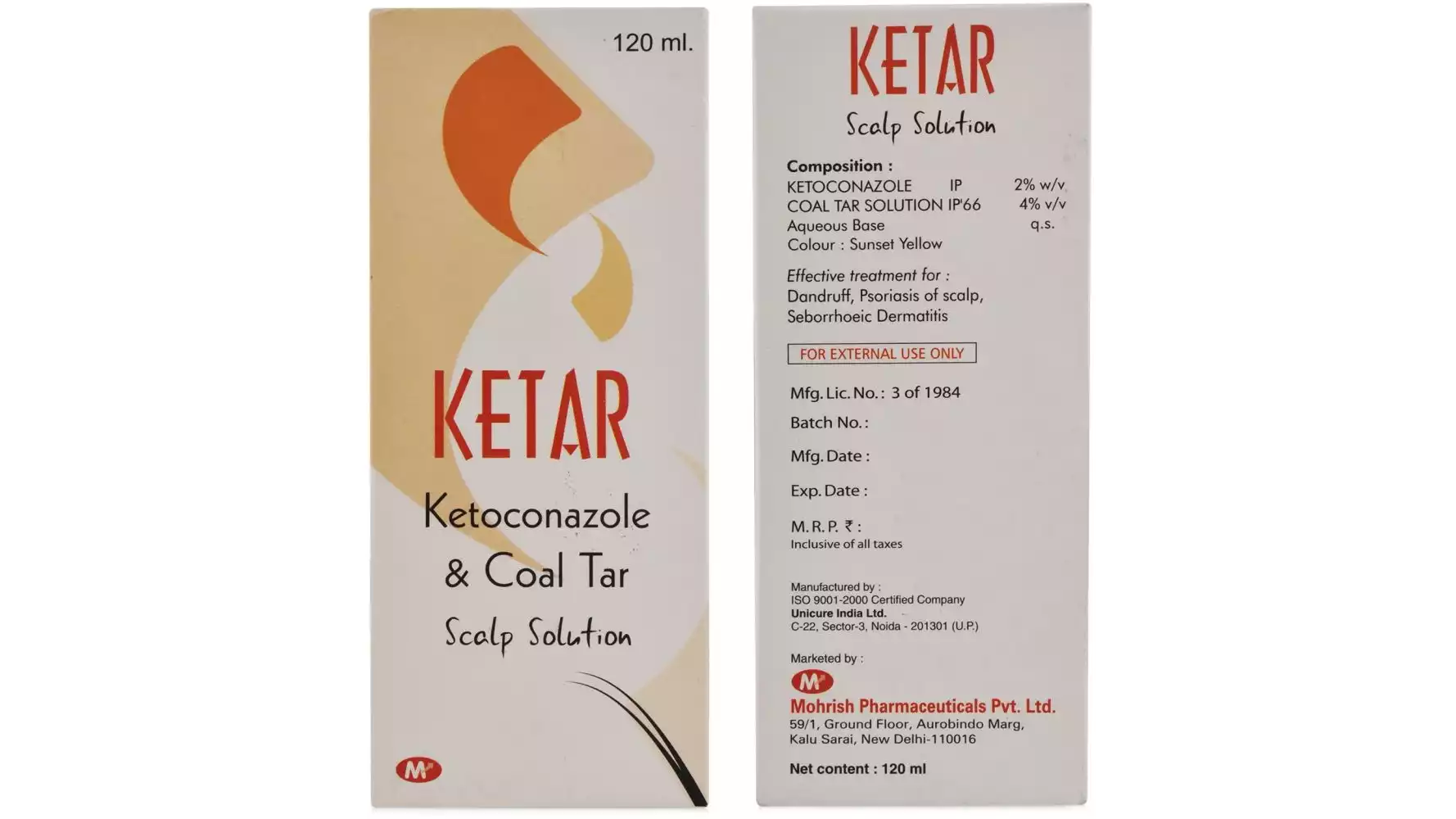 Mohrish Pharma Ketar Scalp Solution (2%w/v/4%w/v) (120ml)