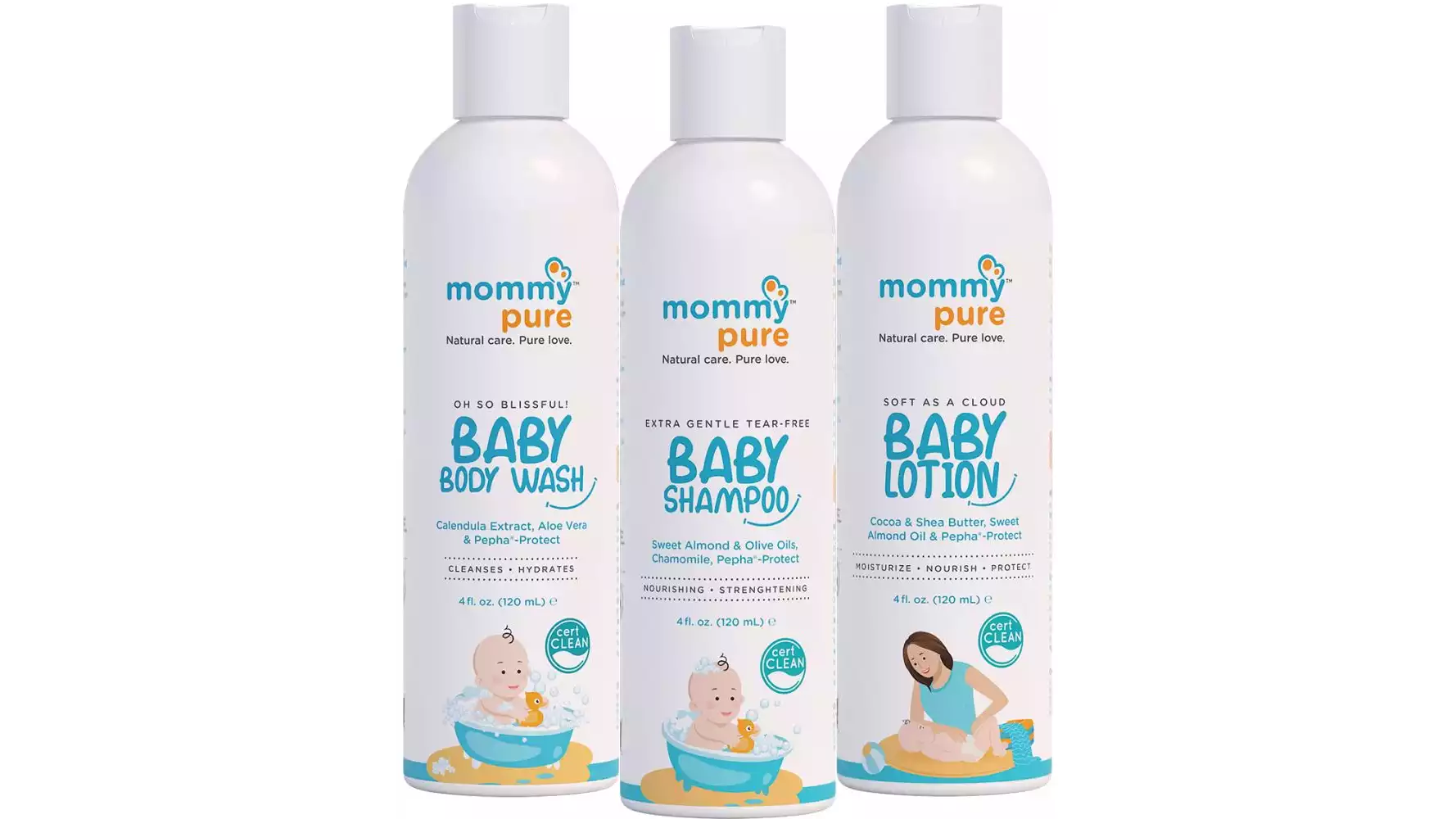 Mommypure Baby Body Wash, Baby Shampoo & Baby Body Lotion Combo (120ml + 120ml) (1Pack)