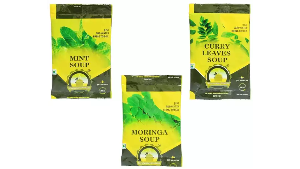 Myglyindex Products Green Soups Combo Offer Mint, Moringa & Curry Leaves Soup Each of 10 Sachets (1Pack)