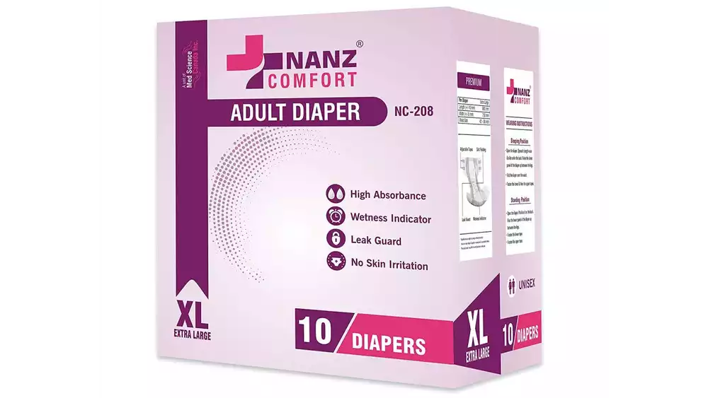 Nanz Comfort Adult Unisex Diapers (XL, Pack of 10)