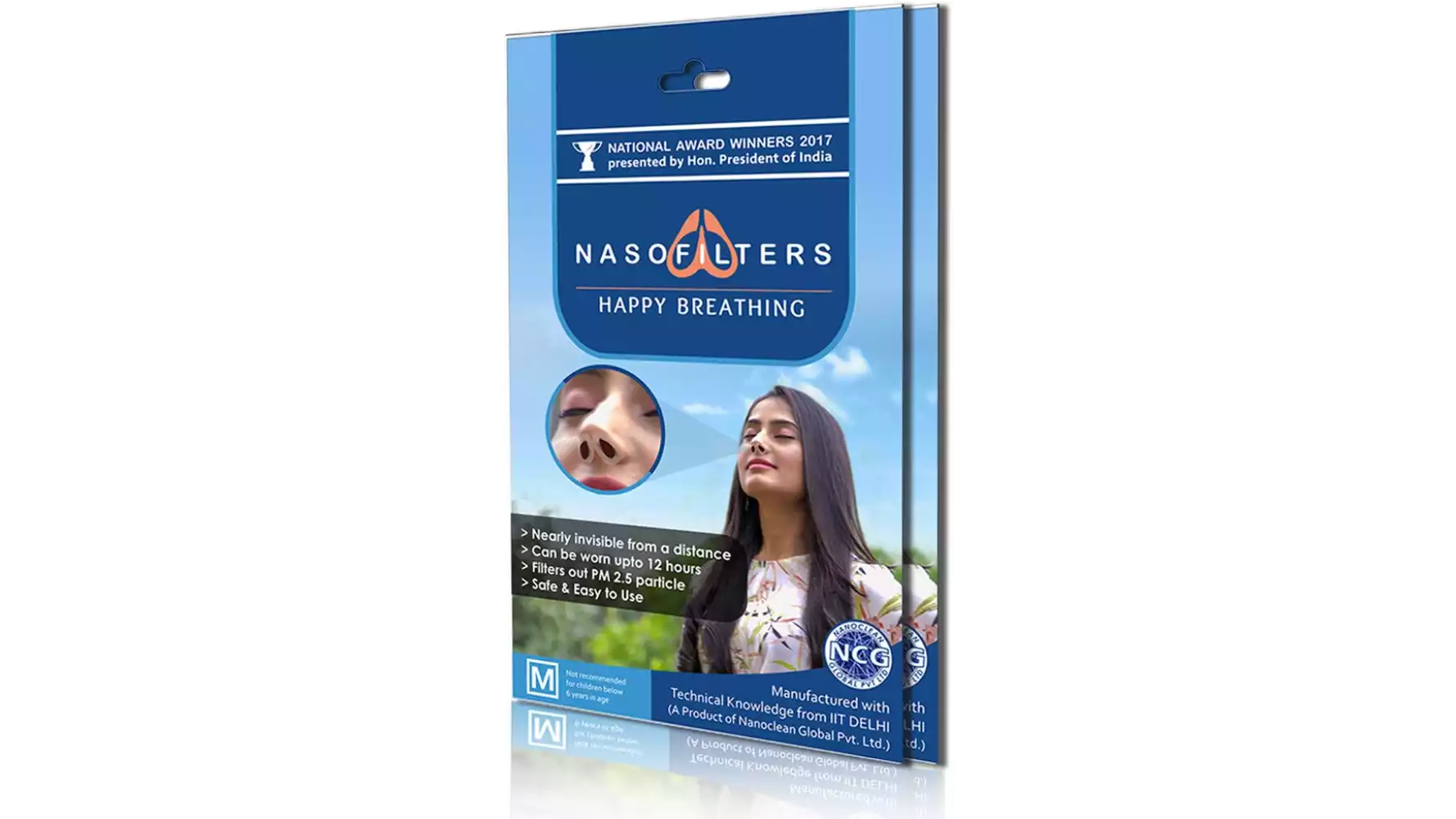 Nasofilters 3 Weeks Packs | Anti Pollution Mask  (M, Pack of 12)