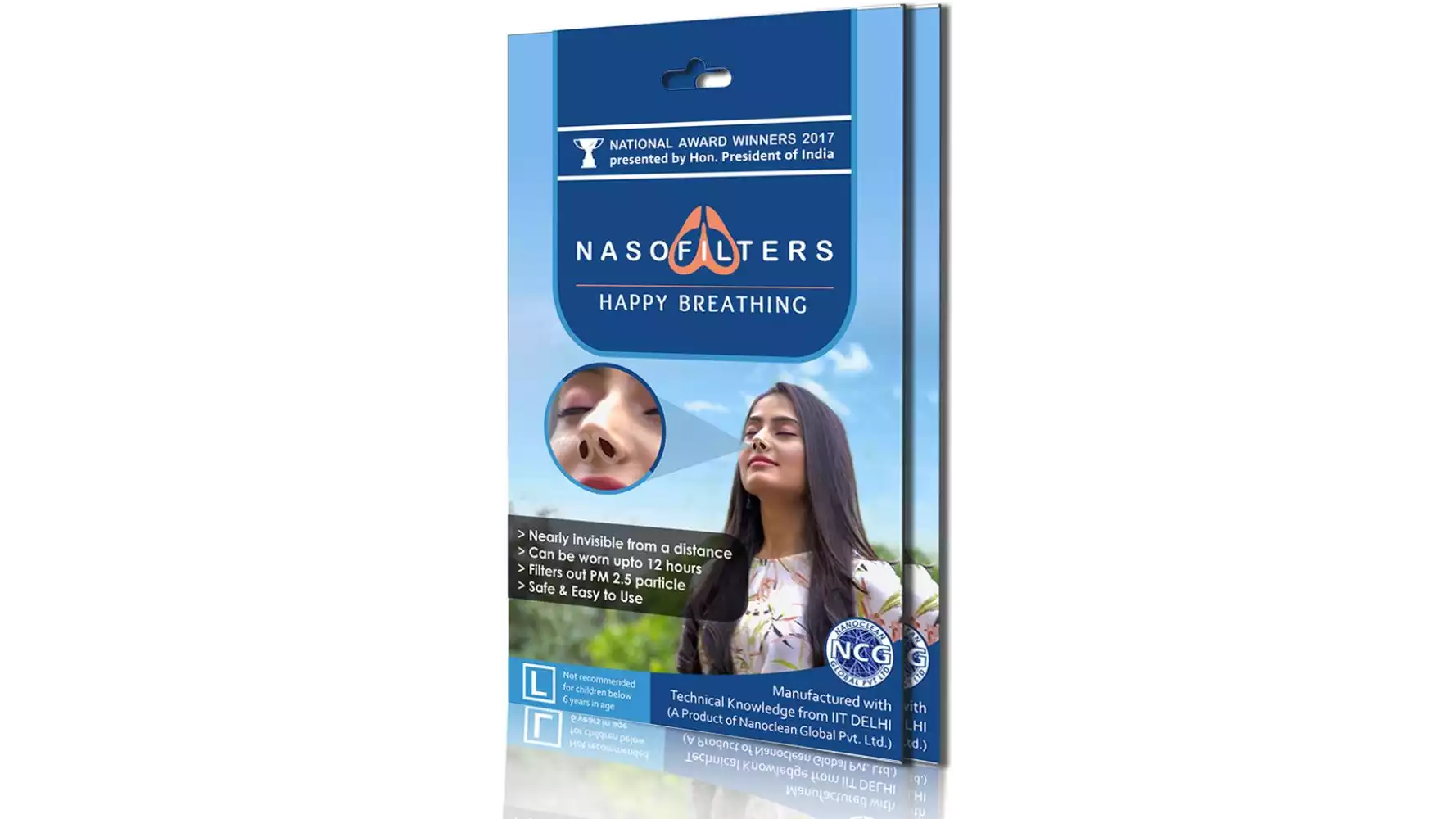 Nasofilters 4 Weeks Packs | Anti Pollution Mask  (L, Pack of 12)