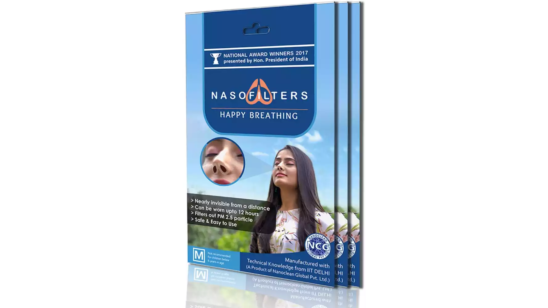 Nasofilters 4 Weeks Packs | Anti Pollution Mask  (M, Pack of 18)