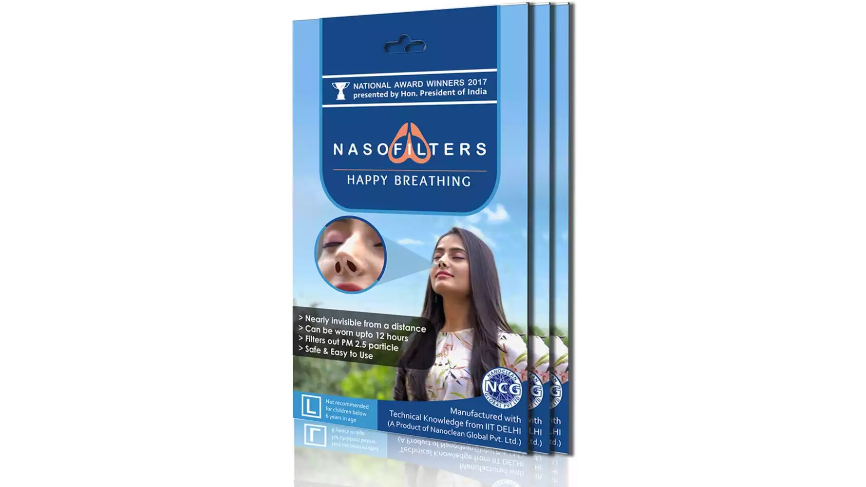 Nasofilters 5 Weeks Packs | Anti Pollution Mask  (L, Pack of 18)