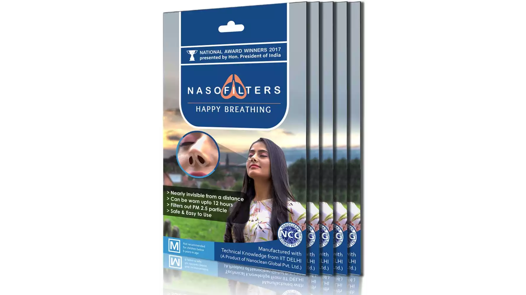 Nasofilters Anti Pollution Mask Monthly Pack  {Set Of 120 And 30 Complimentary} (M, Pack of 150)