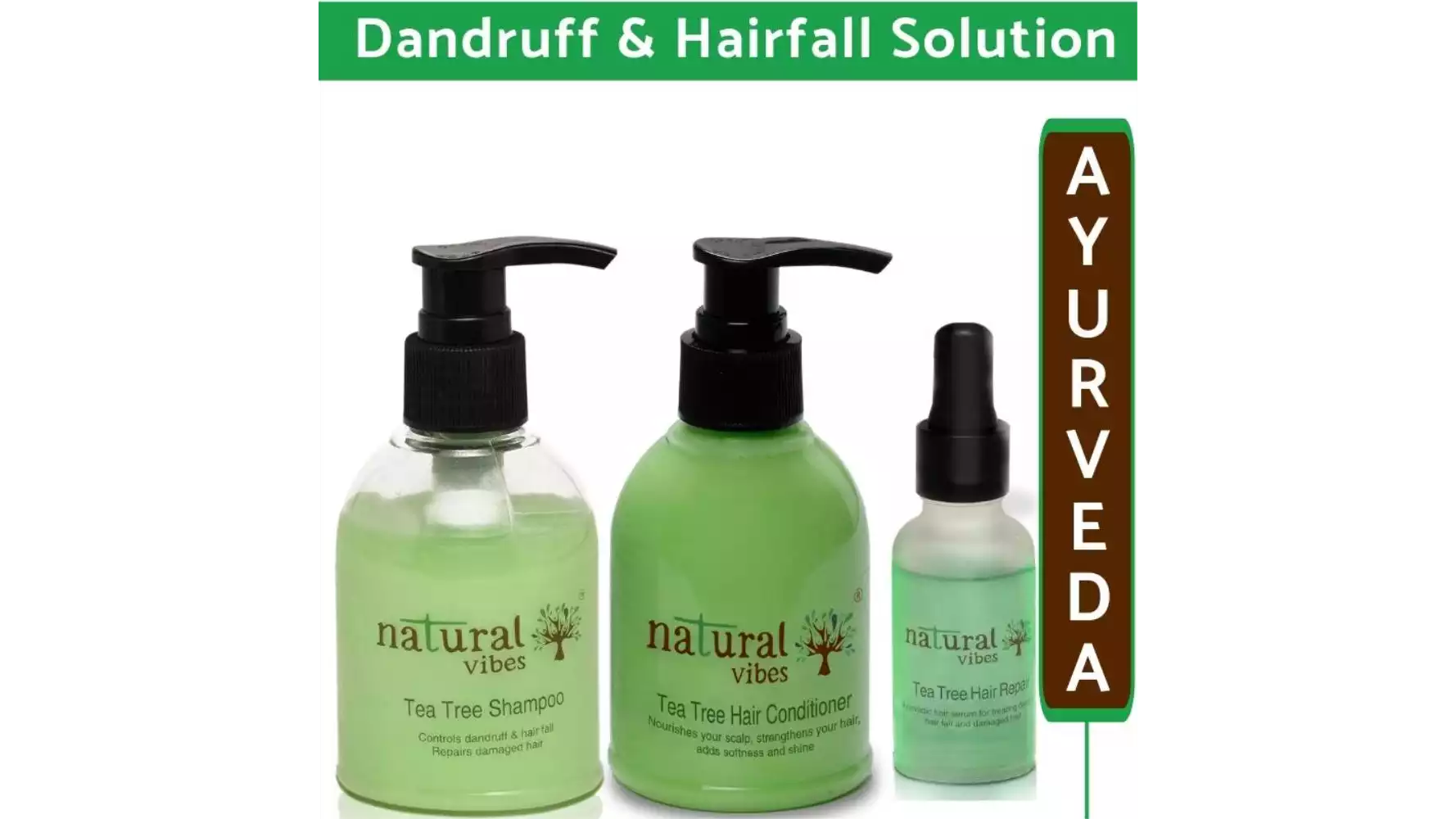 Natural Vibes Ayurvedic Tea Tree Hair Care Regime (1Pack)