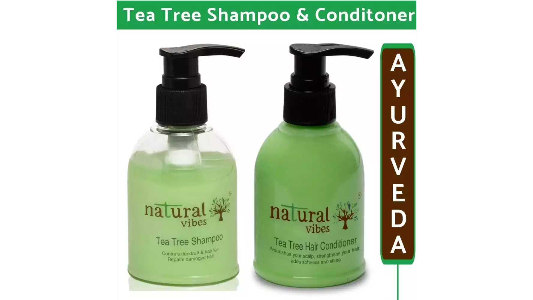 Natural Vibes Ayurvedic Tea Tree Shampoo And Conditioner Combo (1Pack)