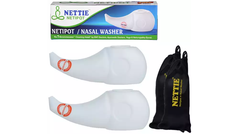 Nettie Netipot With Free Carry Pouch (Milky White) (300ml, Pack of 2)