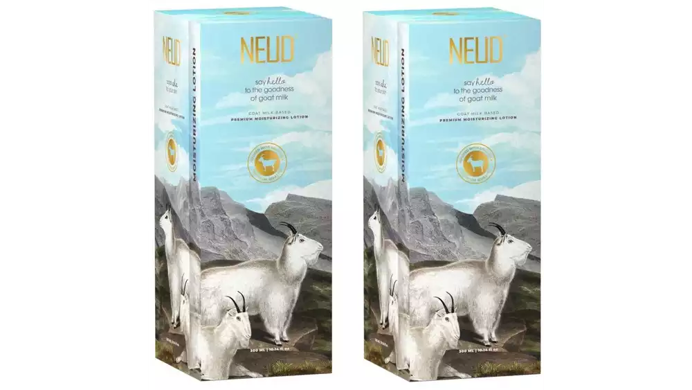 NEUD Goat Milk Premium Moisturizing Lotion With Free Pouch (300ml, Pack of 2)