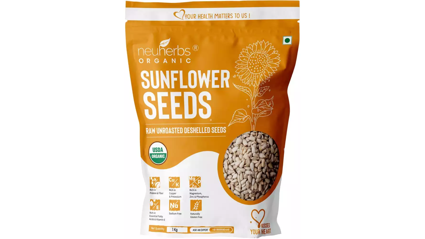Neuherbs Organic Raw Unroasted Sunflower Seeds (1kg)