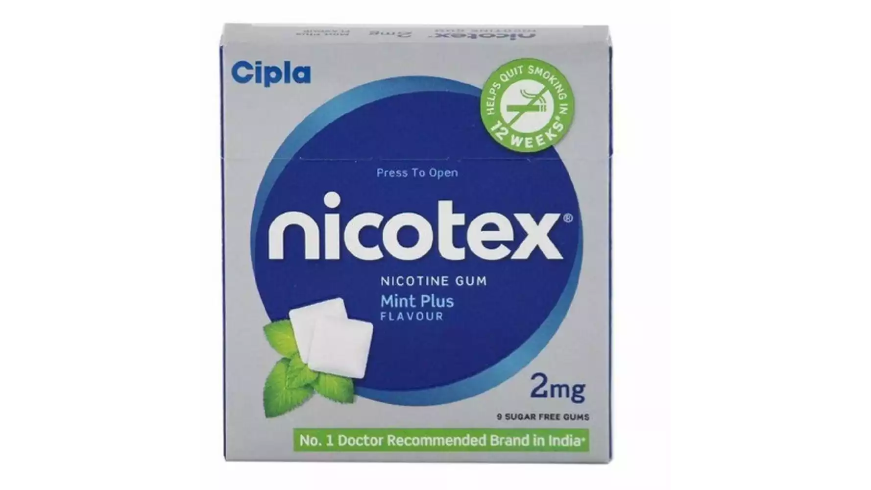 Nicotex Chewing Gums Sugar Free (2mg) Mint Plus (9pcs)