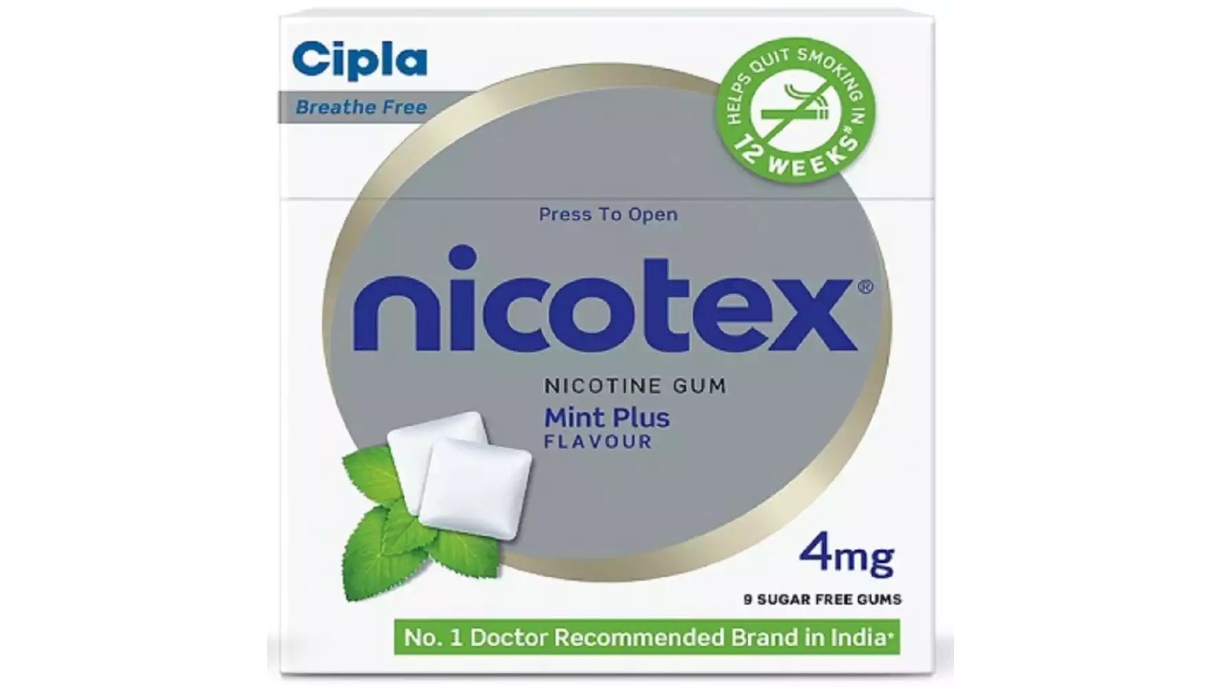 Nicotex Chewing Gums Sugar Free (4mg) Mint Plus (9pcs)