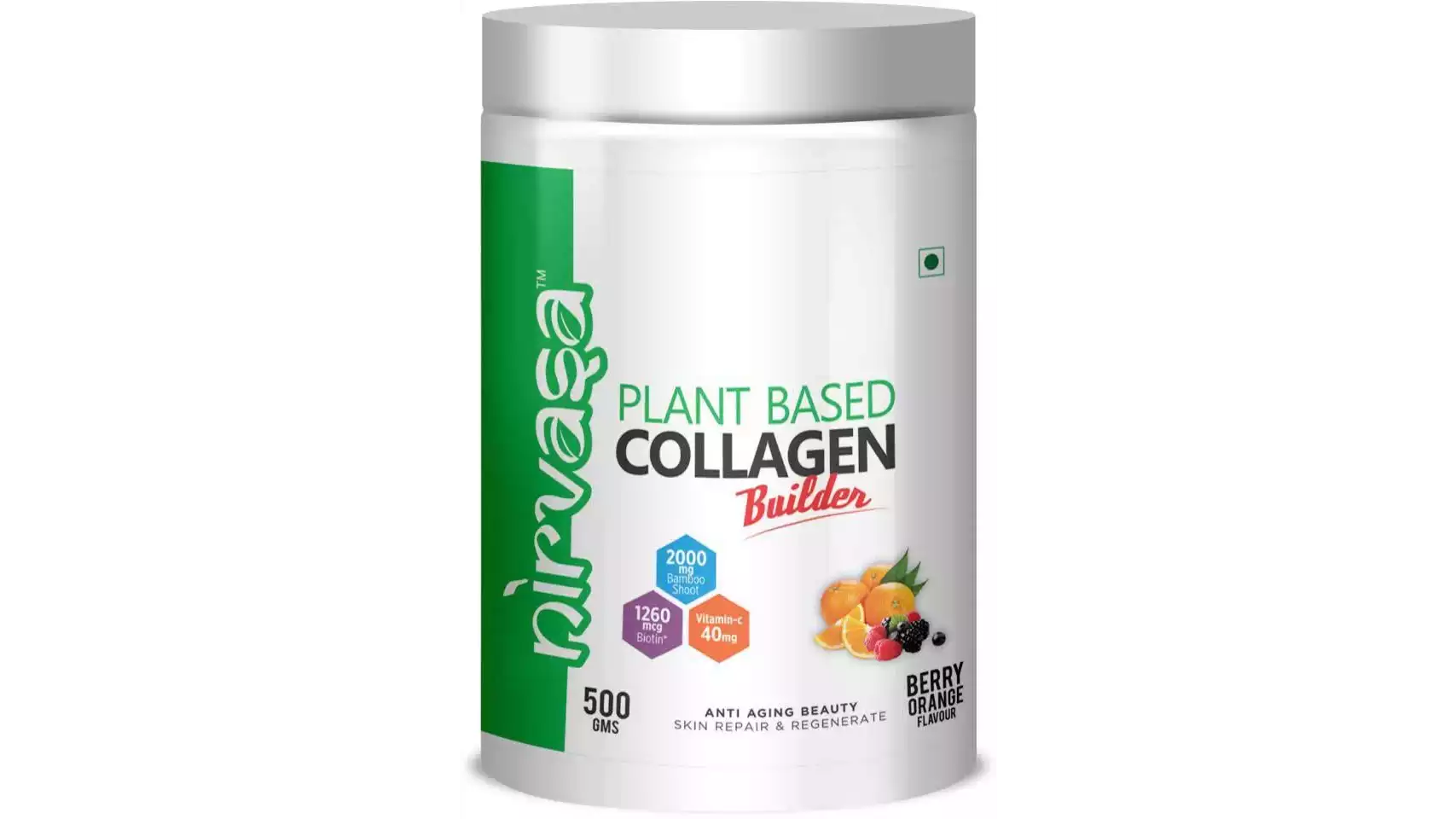 Nirvasa Plant Based Collagen Builder Berry Orange Flavour (500g)