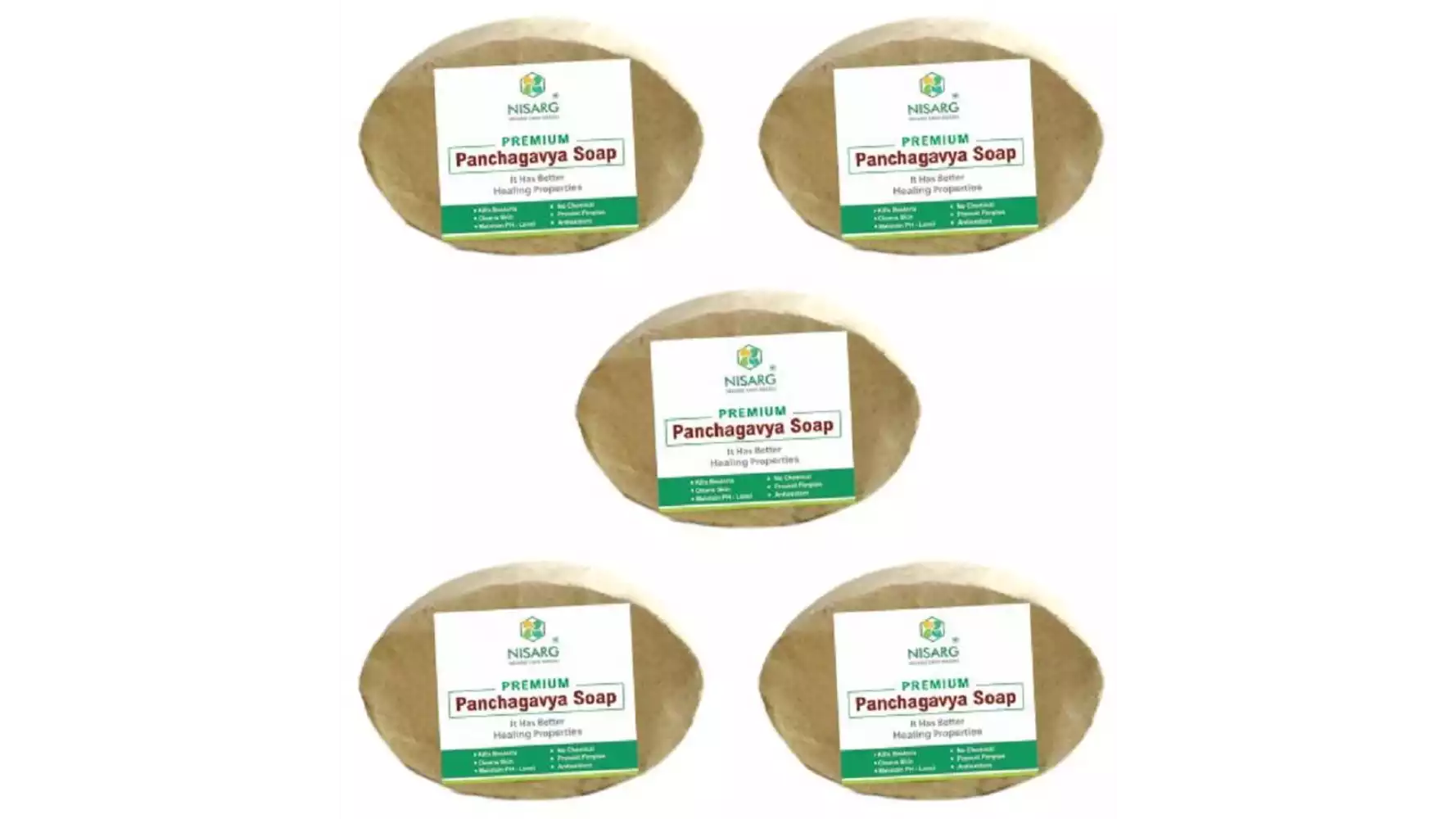 Nisarg Organic Farm Panchagavya Soap (75g, Pack of 5)