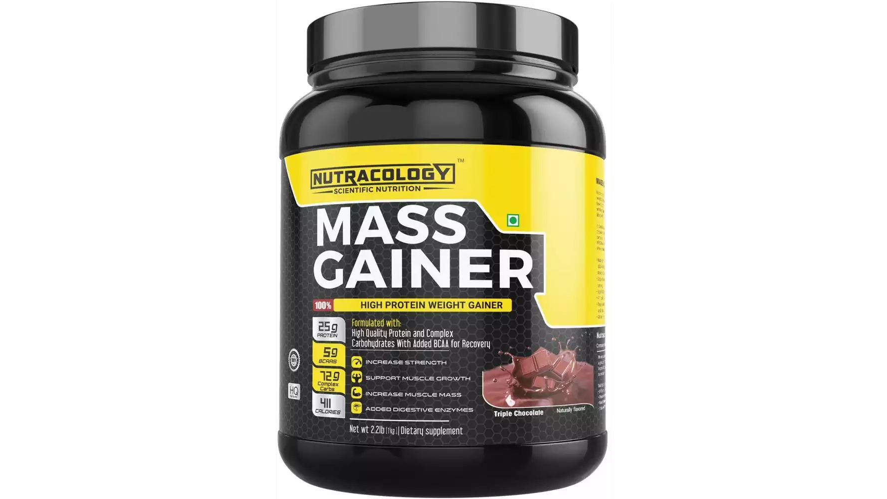 Nutracology Mass Gainer High Protein Weight Gainer Triple Chocolate (1kg)