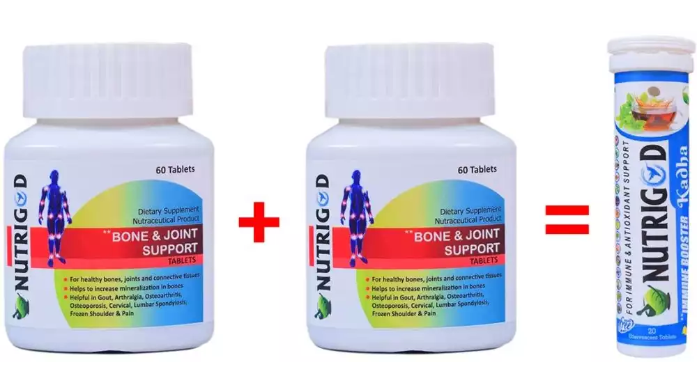 Nutrigod Bone & Joint Support Tablets (Free 1 Nutrigod Kadha 20 Tablets) (60tab, Pack of 2)
