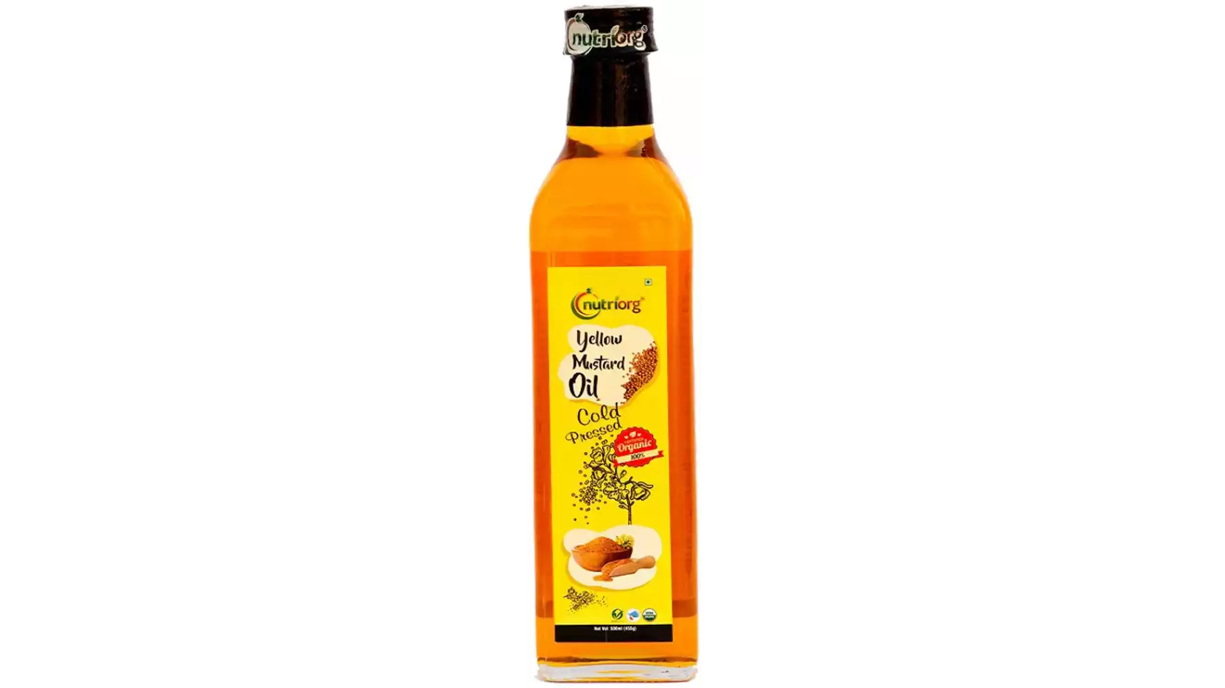 Nutriorg Yellow Mustard Oil Glass Bottle (500ml)
