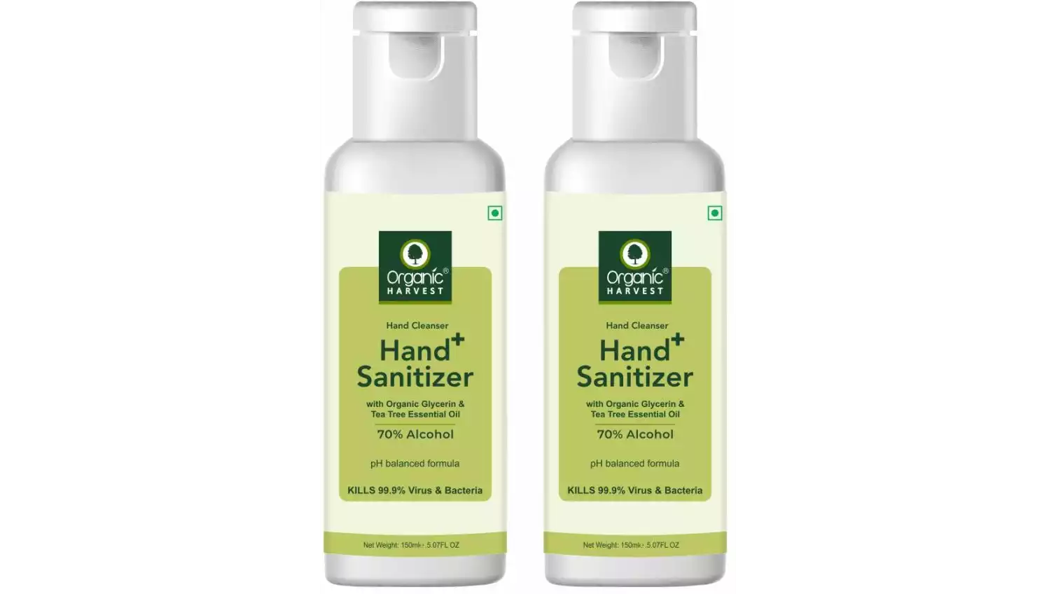 Organic Harvest Hand Sanitizer With Tea-Tree Essential Oil (150ml, Pack of 2)