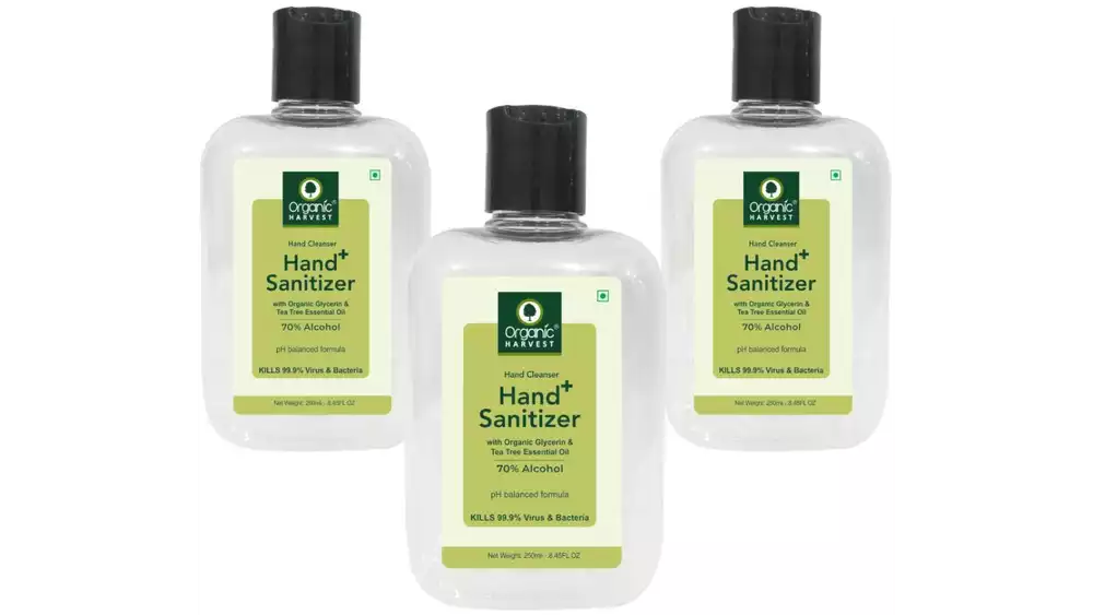 Organic Harvest Hand Sanitizer With Tea-Tree Essential Oil (250ml, Pack of 3)