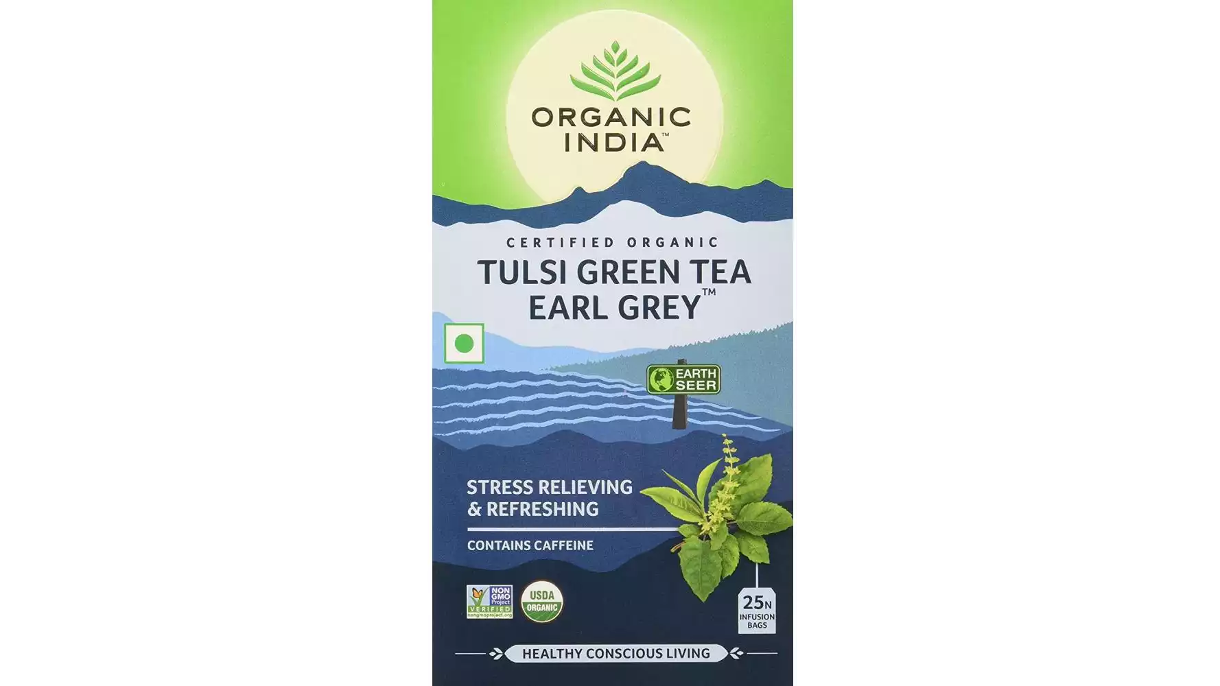 Organic India Tulsi Green Tea Earl Grey (25Dip)