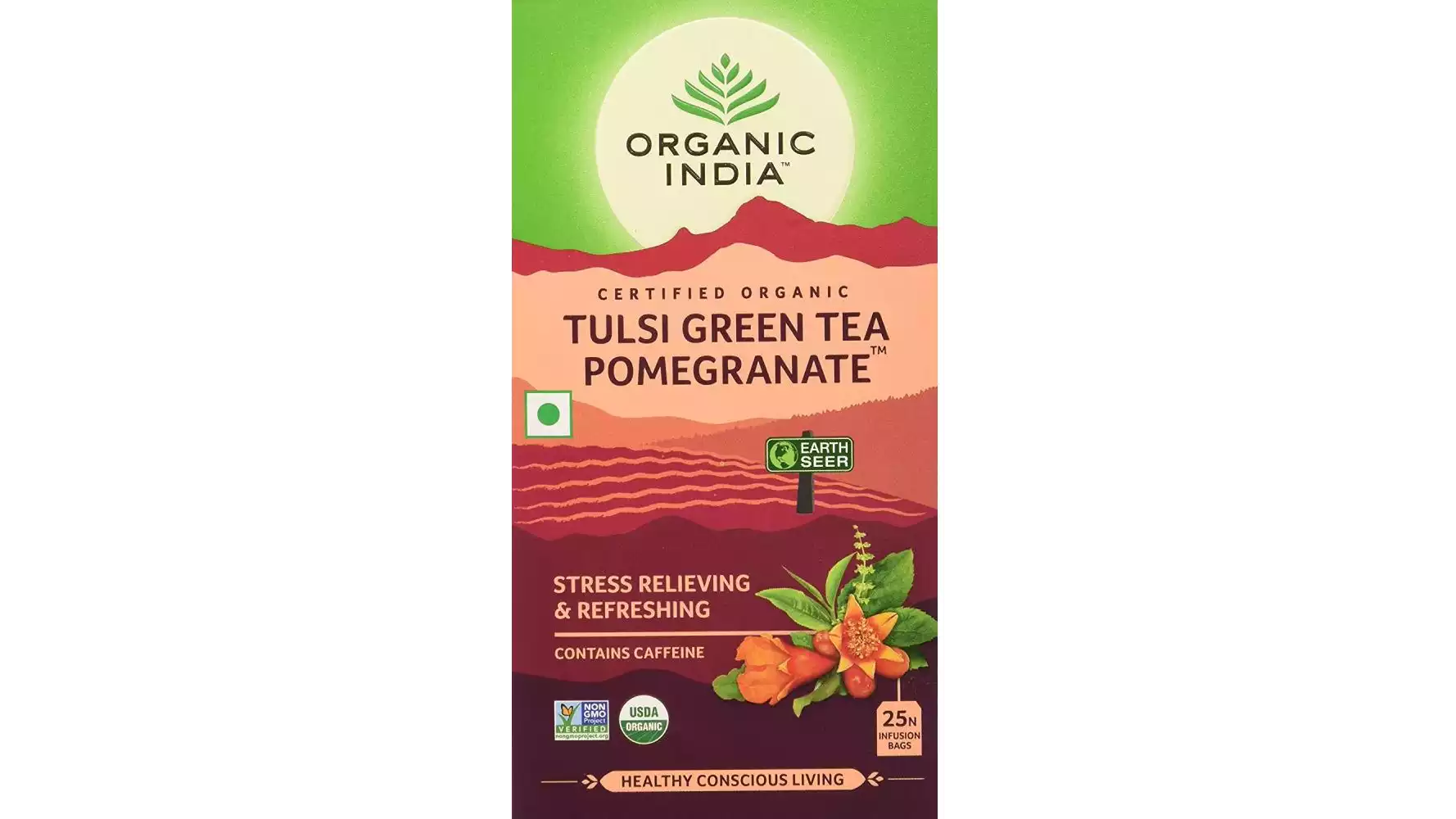 Organic India Tulsi Green Tea Pomegranate (25Dip)