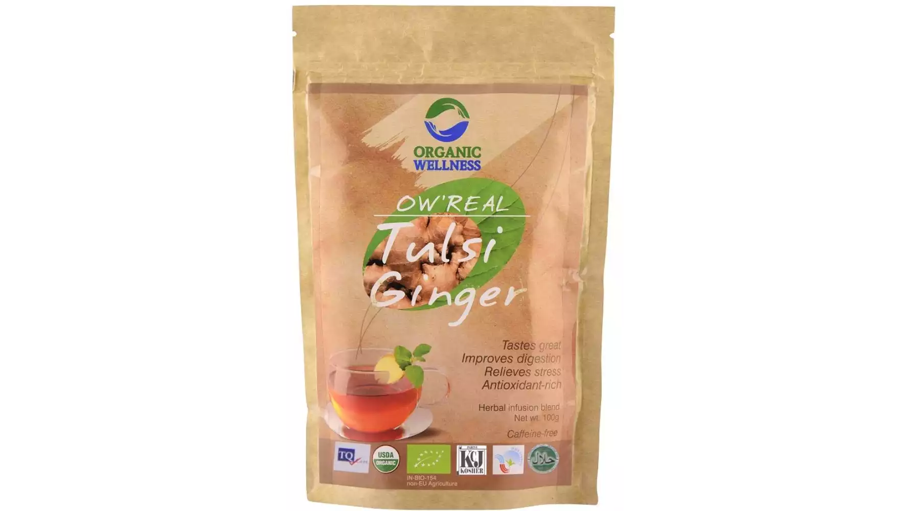 Organic Wellness Tulsi Ginger Tea Pouch (100g)