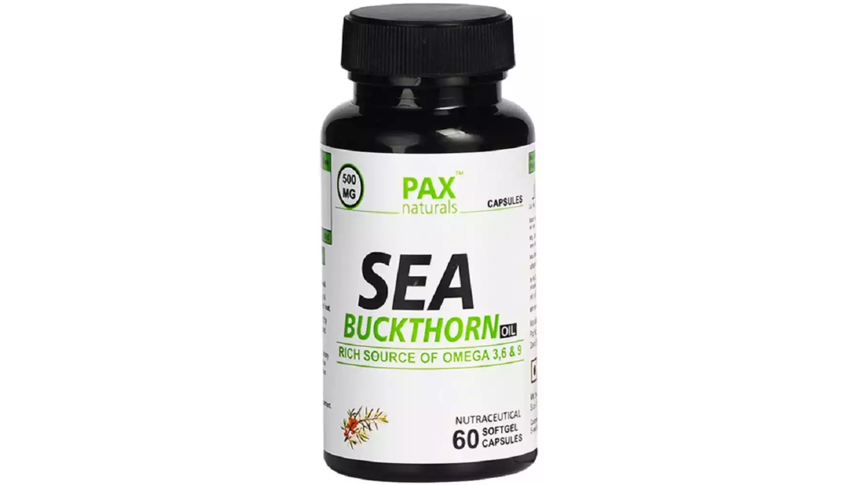 Pax Naturals Sea Buckthorn Oil 500 Mg Capsules (60caps)