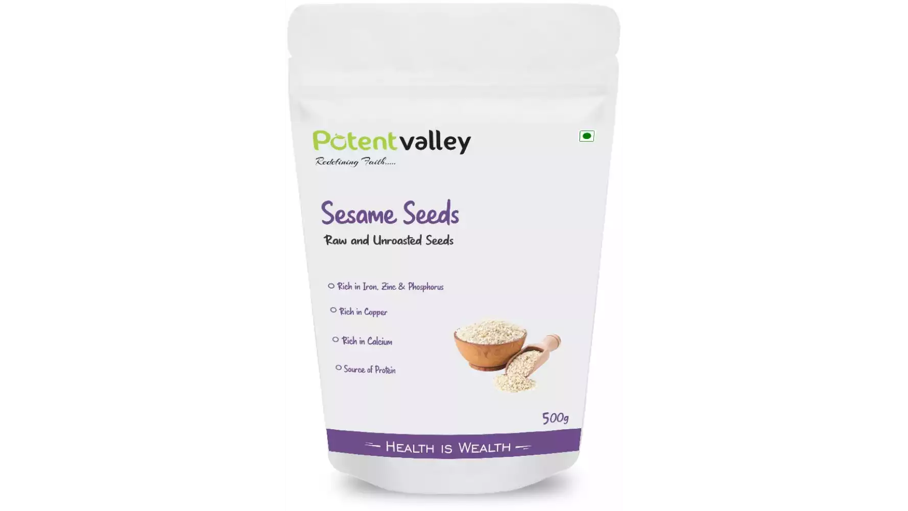 Potentvalley Organic White Sesame Seeds (500g)