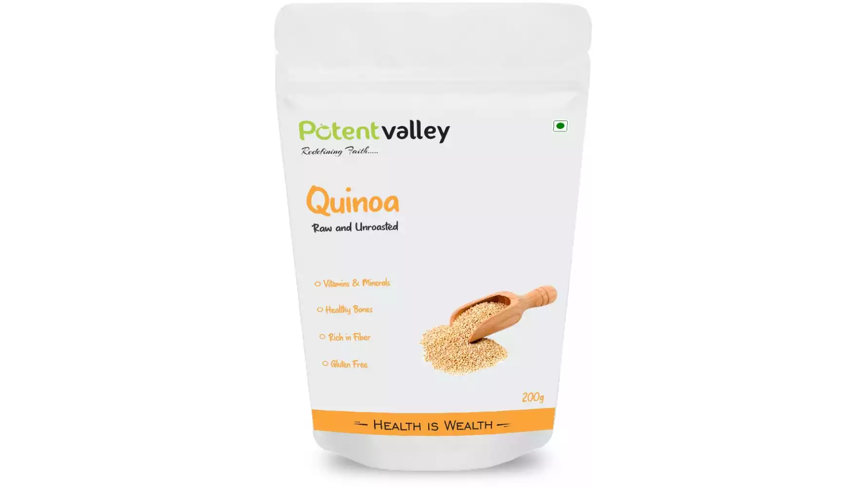 Potentvalley Unroasted Quinoa White Whole Grain Raw Organic (200g)
