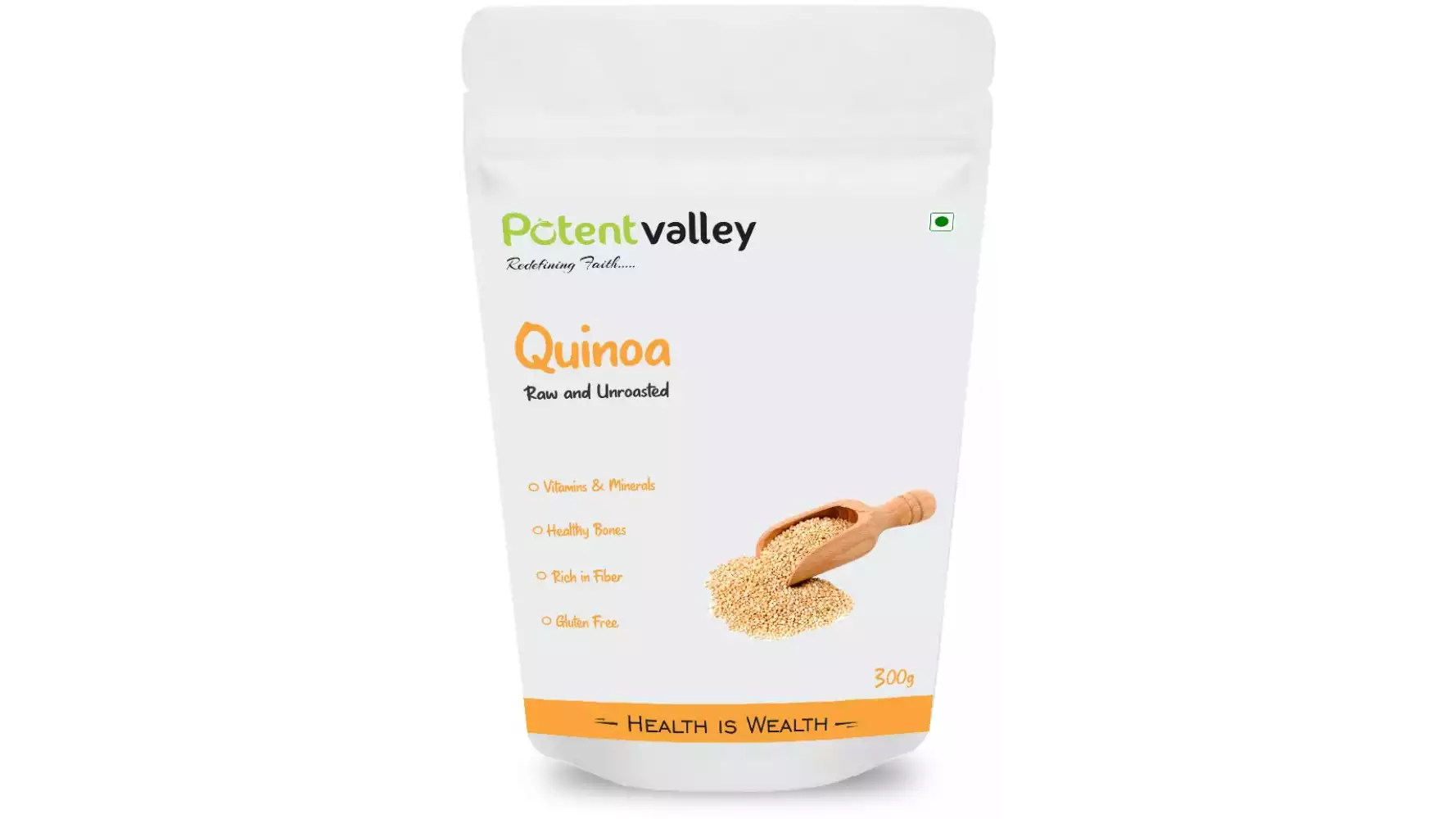 Potentvalley Unroasted Quinoa White Whole Grain Raw Organic (300g)