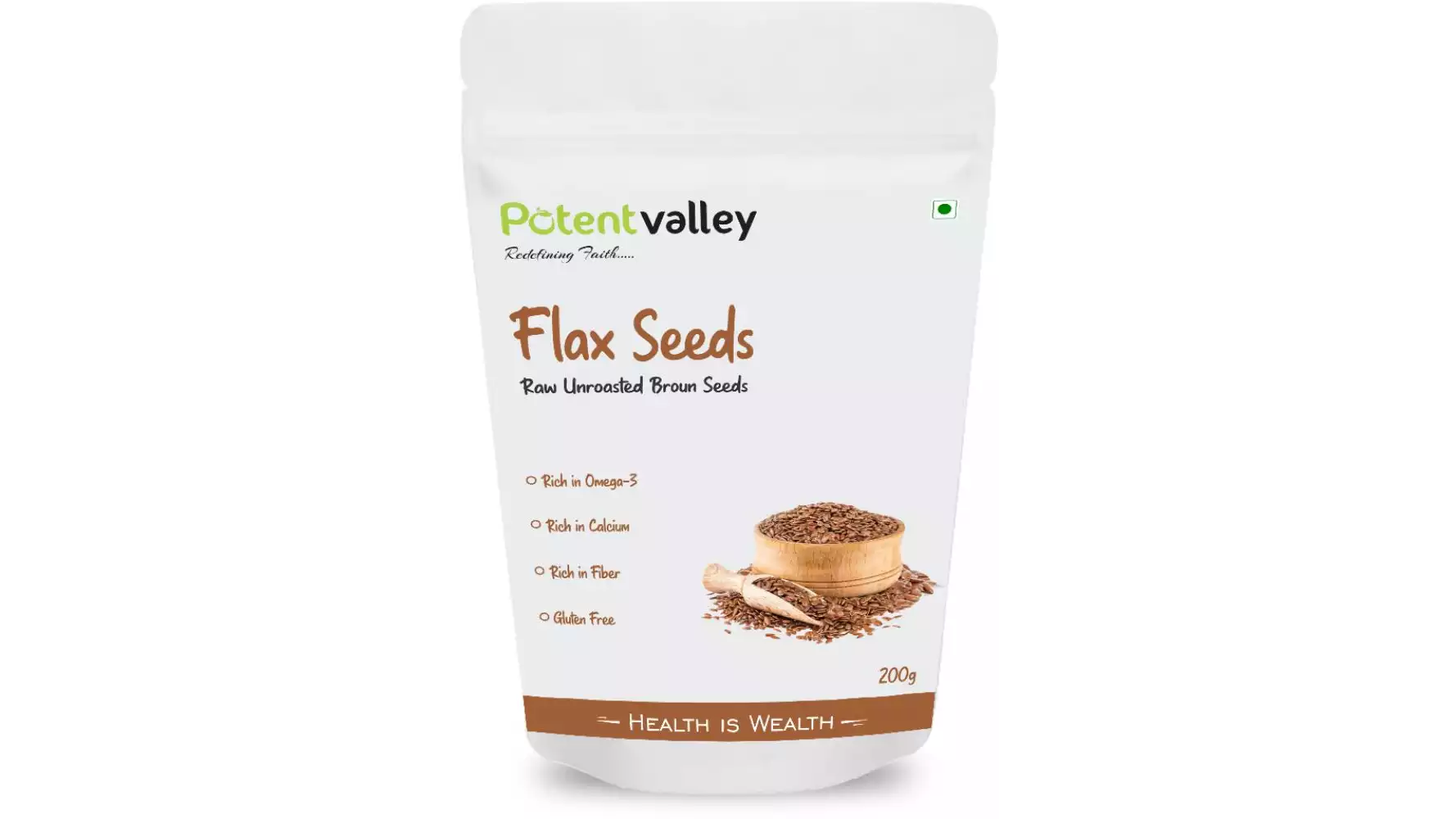 Potentvalley Unroasted Raw Flax Seeds (200g)