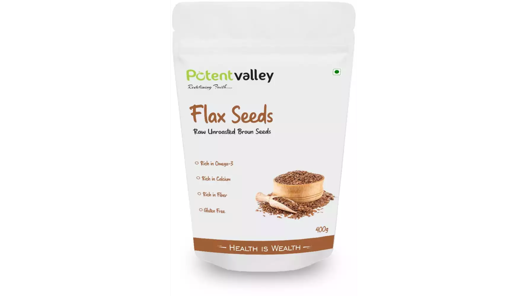 Potentvalley Unroasted Raw Flax Seeds (400g)