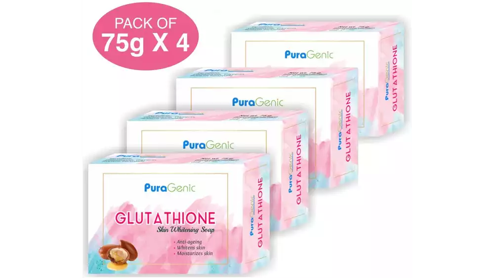Puragenic Glutathione Skin Whitening Soap (75g, Pack of 4)
