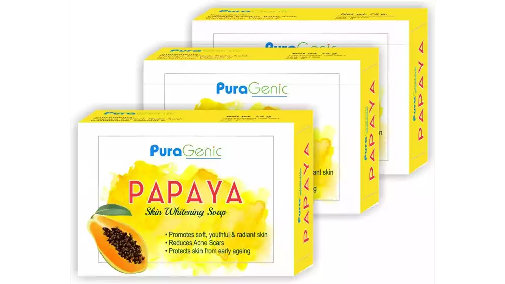 Puragenic Papaya Skin Whitening Soap (75g, Pack of 3)