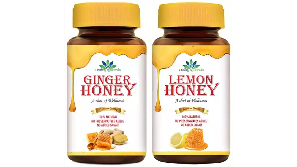 Quality Ayurveda 100% Natural & Pure Lemon Honey & Ginger Honey Combo Pack (1Pack)