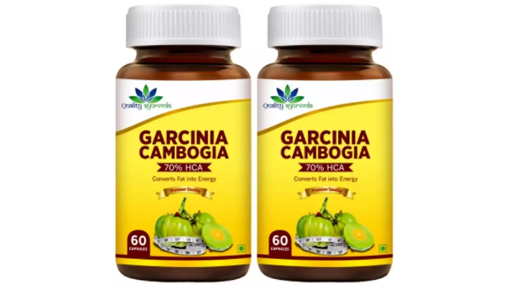 Quality Ayurveda Garcinia Cambogia With 70% Hca | 800 Mg/Dose Capsule (60caps, Pack of 2)