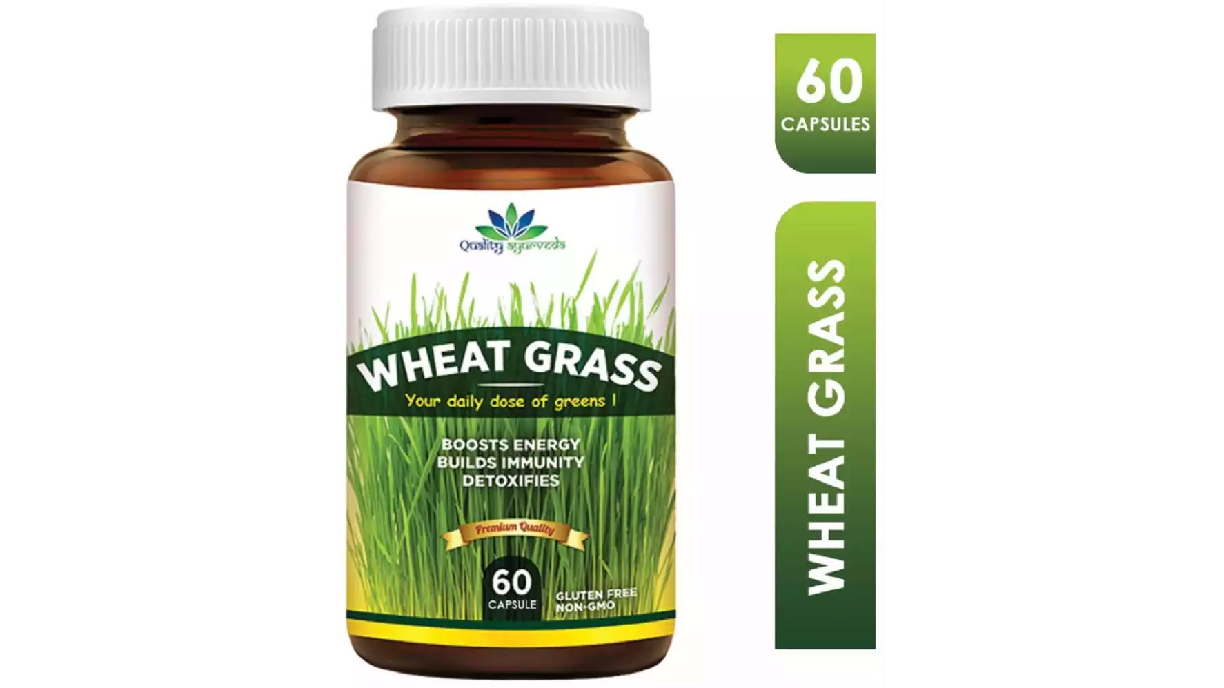 Quality Ayurveda Wheat Grass Immunity Booster & Blood Purifier Capsules (60caps)