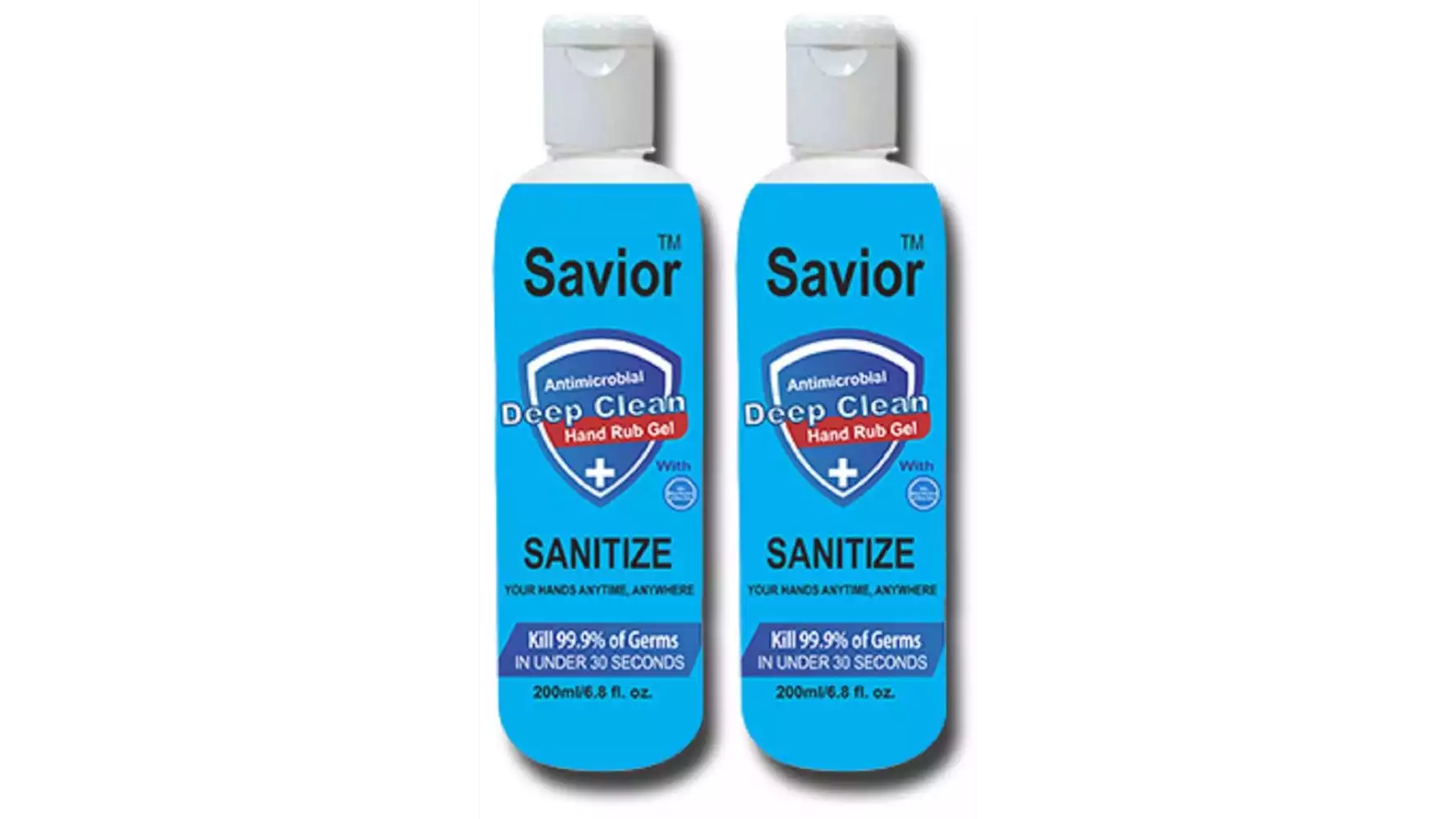 Savior Deep Clean Hand Rub Gel Sanitizer (200ml, Pack of 2)