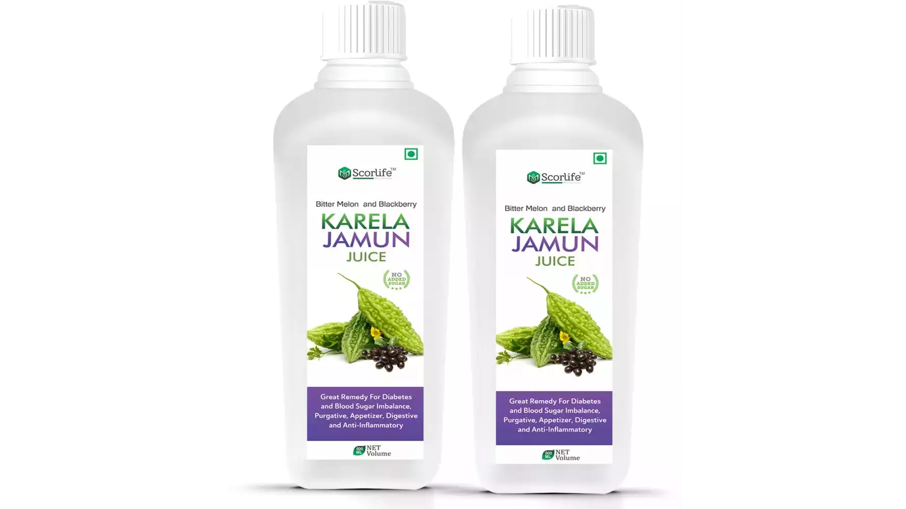 Scorlife Karela Jamun Juice Sugar Free (500ml, Pack of 2)