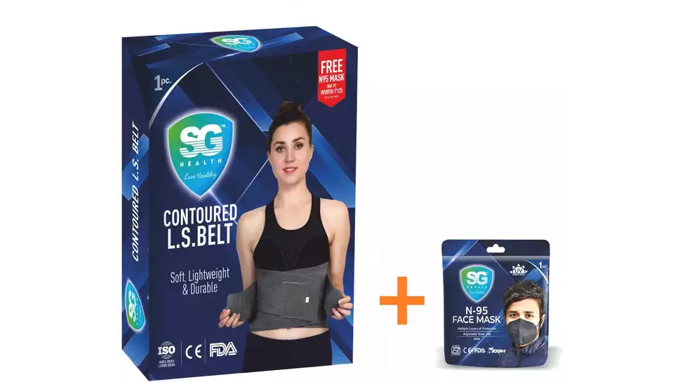 SG Health Contoured LS Belt (Small To Large) With Free N95 Mask (1Pack)